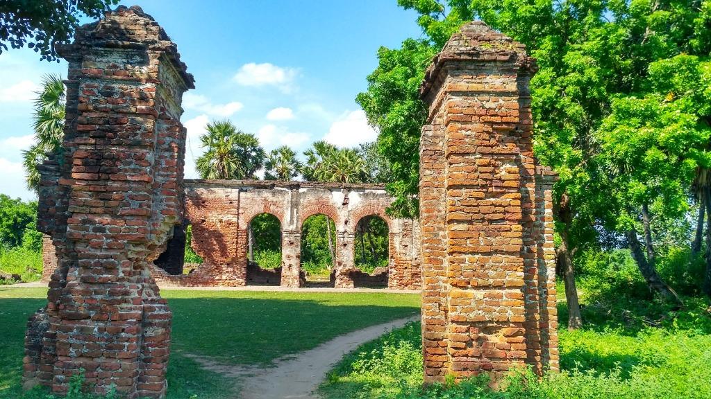Ancient Roman ruins at Arikamedu archaeological site near Pondicherry